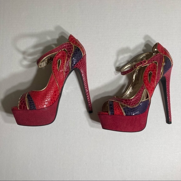 Bebe Clarissa Peeptoe Pumps Platform High Heels - Picture 5 of 12